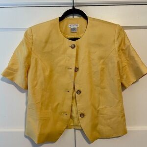 Talbots Short Sleeve Linen Blazer Button Down Suit Jacket / Top